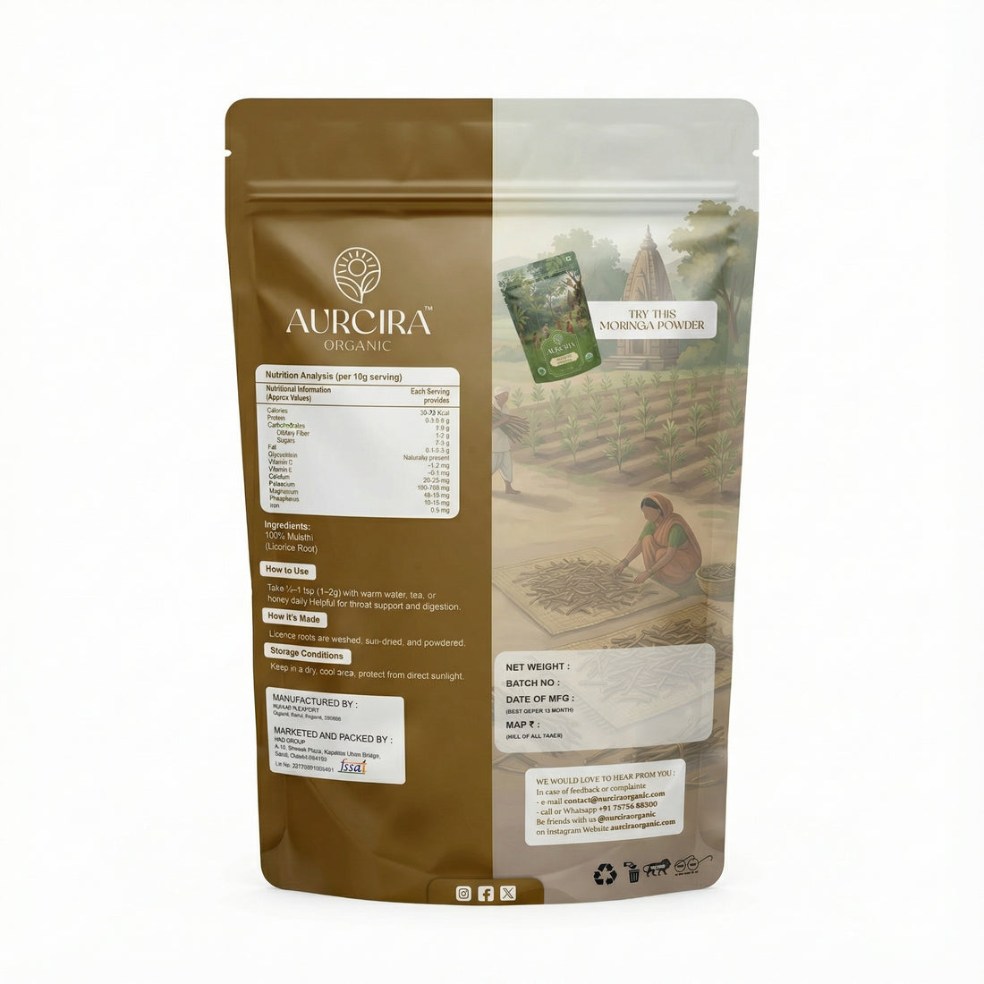 Mulethi Powder – 100% Licorice Root Powder for Herbal Tea, Traditional Wellness & Throat Care