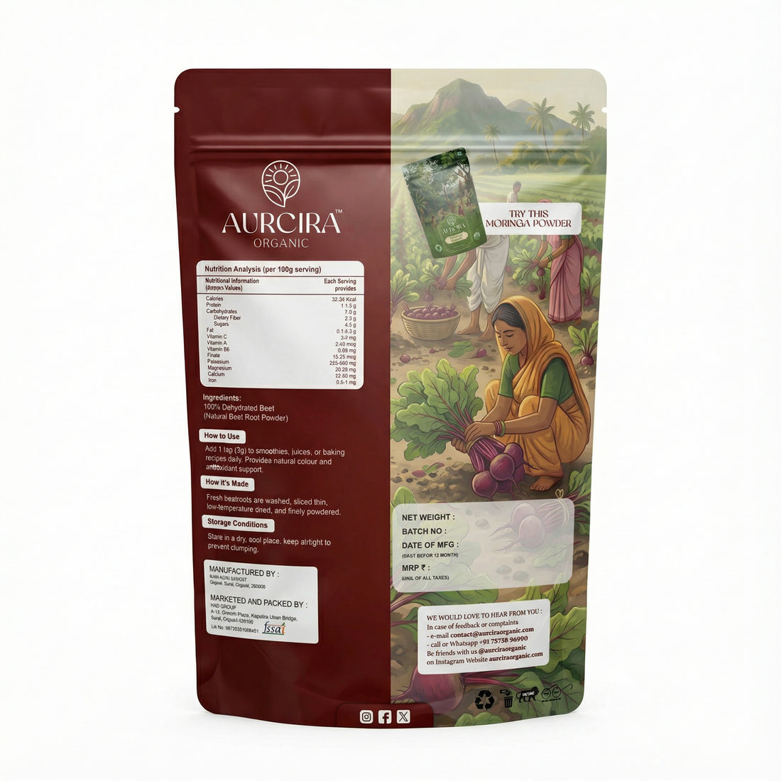 Beetroot Powder – 100% Natural Beet Root Powder for Smoothies, Juices, Baking & Daily Nutrition