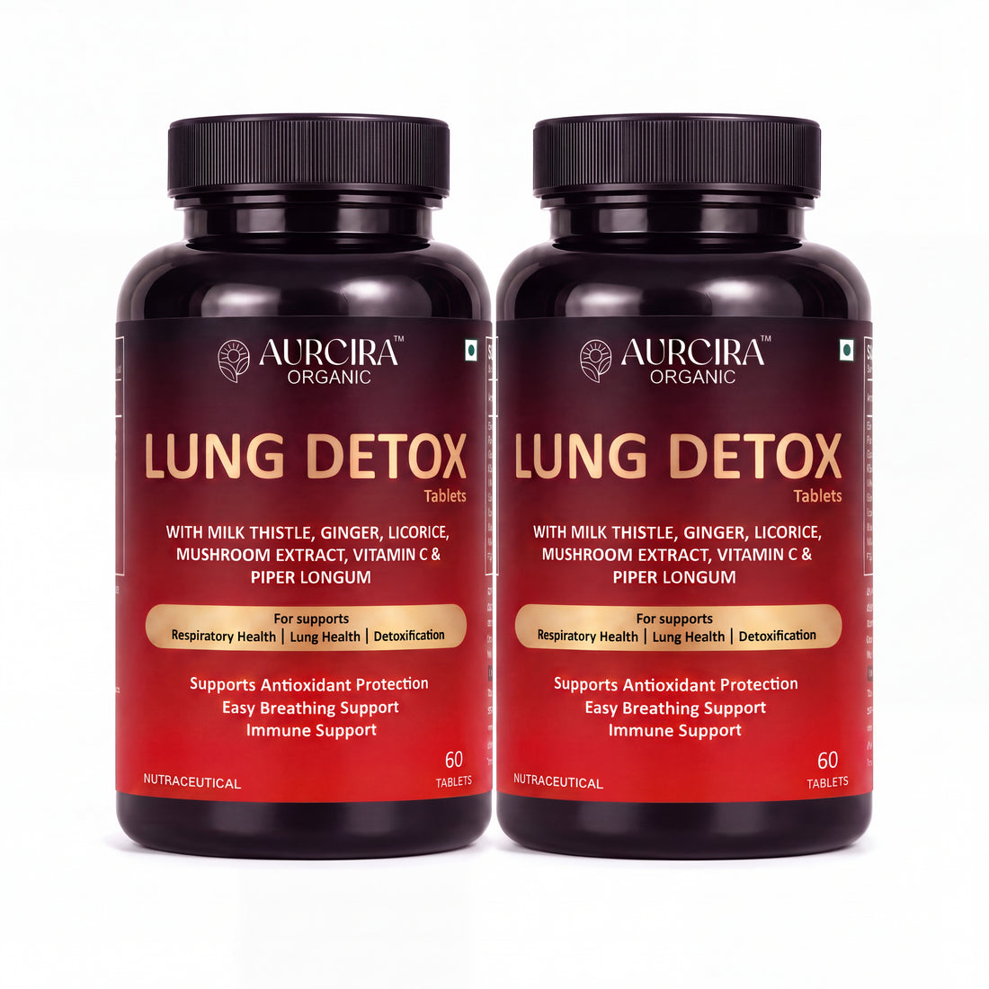 Lung Detox Tablets – 60 Tablets with Milk Thistle, Ginger, Licorice, Mushroom Extract &amp; Vitamin C