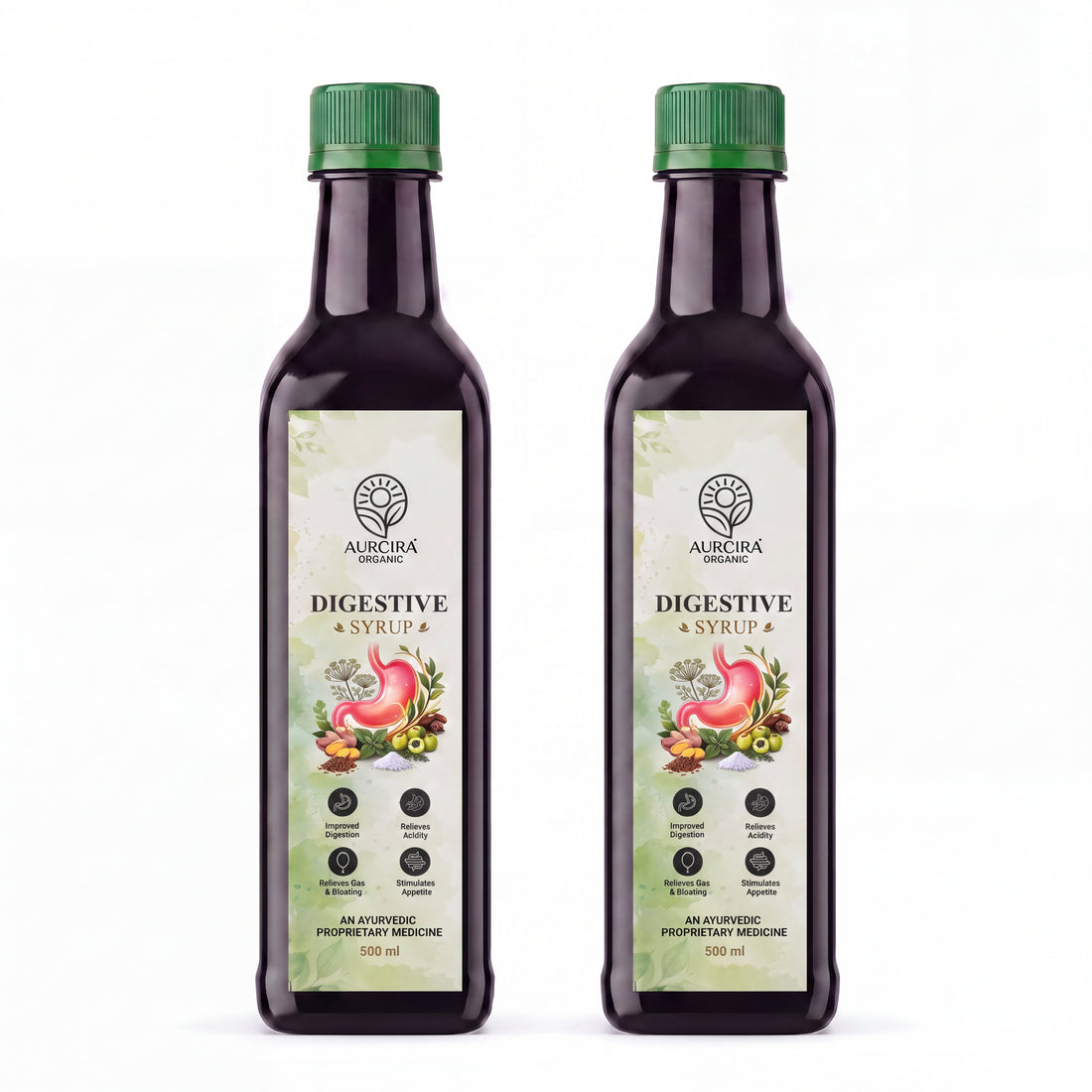 Aurcira Organic Ayurvedic Digestive Syrup 500 ml – Herbal Digestive Support for Acidity, Gas, Bloating &amp; Appetite