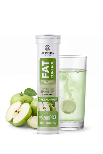 Green Apple ACV Effervescent Tablets 500 mg with Pomegranate Extract, Sugar Free Fizzy Drink 15 Tablets